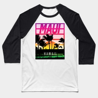 Hawaiian Tropical Sunset Beach and Palm Baseball T-Shirt